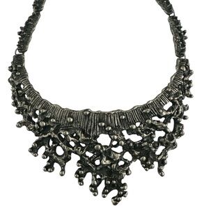 Vintage Guy Vidal Bib Necklace Pewter Modernist Brutalist 70's
